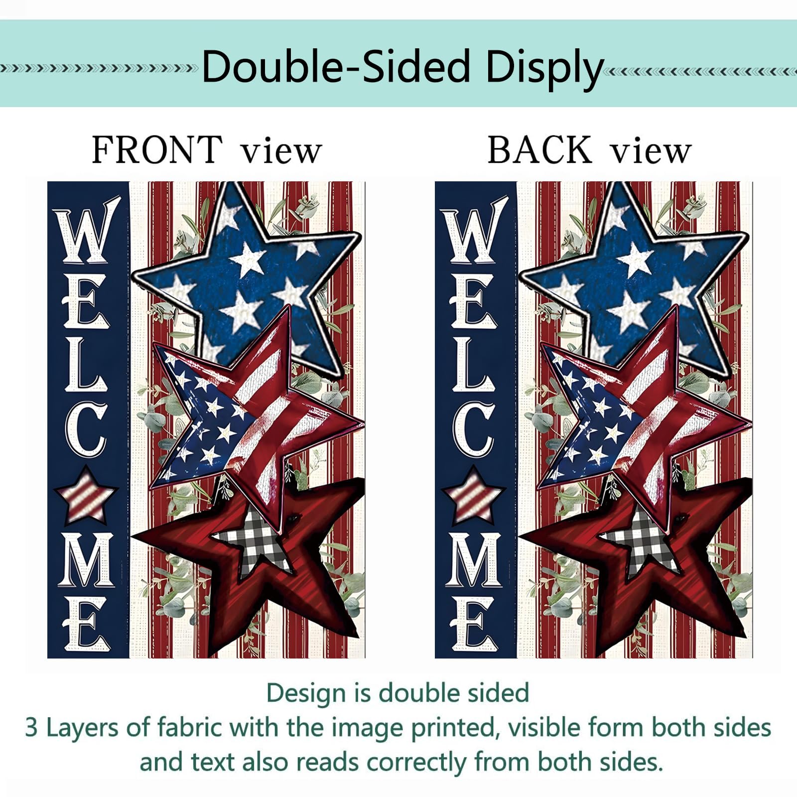 Close-up of double-sided printing on Lumifan garden flags