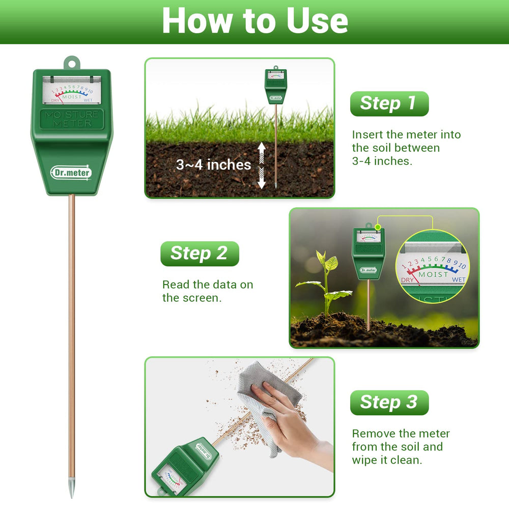 Close-up of Dr.meter Soil Moisture Meter probe