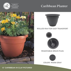 Close-up of drainage hole and plug on Caribbean Planter Pot