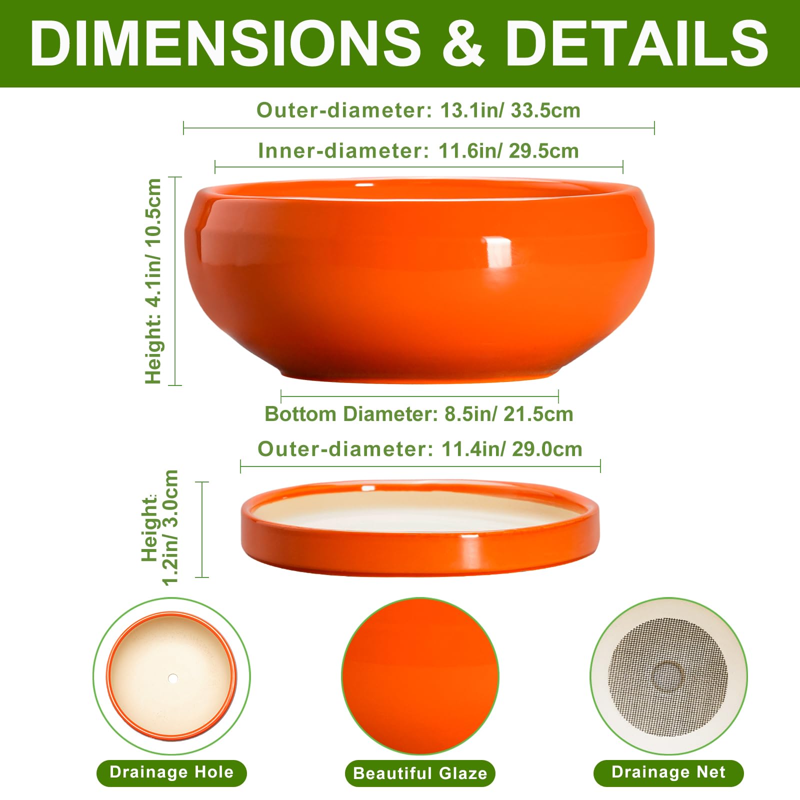Close-up of drainage hole and saucer of EPFamily planter