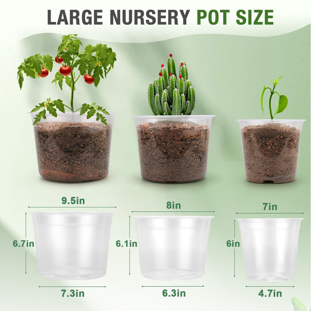 Close-up of drainage holes in FUOAUYK clear nursery pots