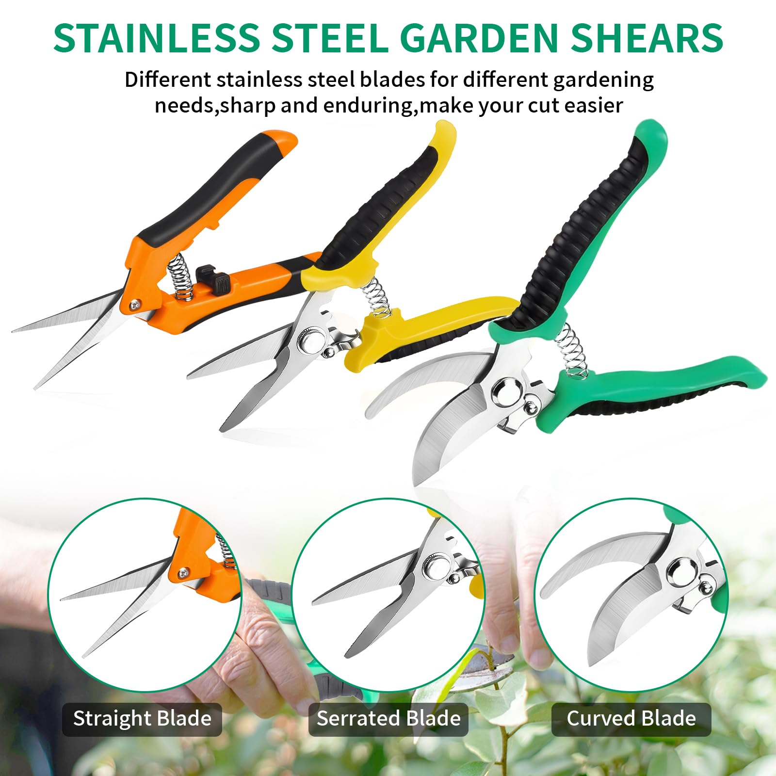 Close-up of Drametic+ Garden Pruning Shears stainless steel blade