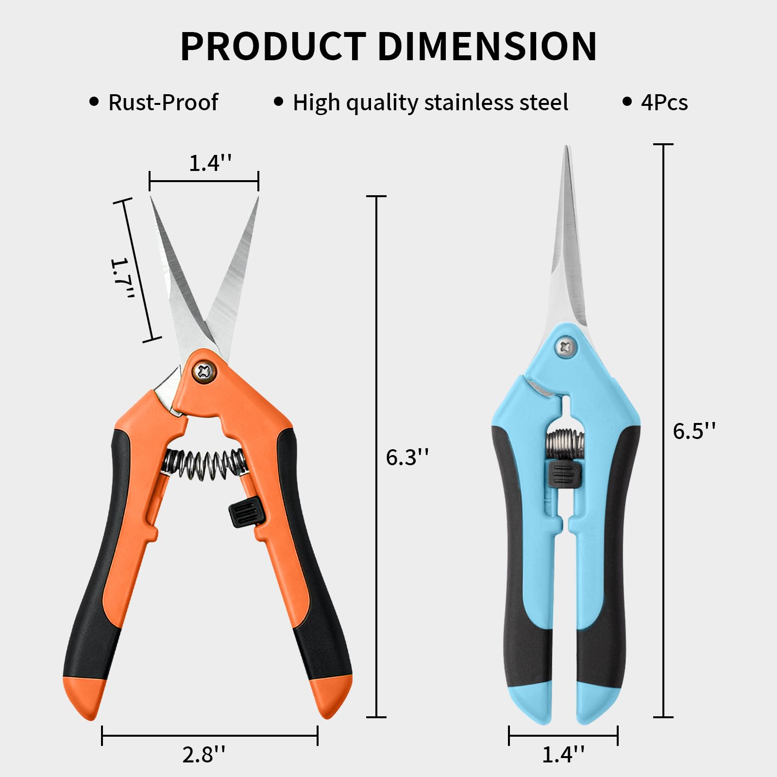 Close-up of Drametic+ stainless steel pruning shears with safety lock