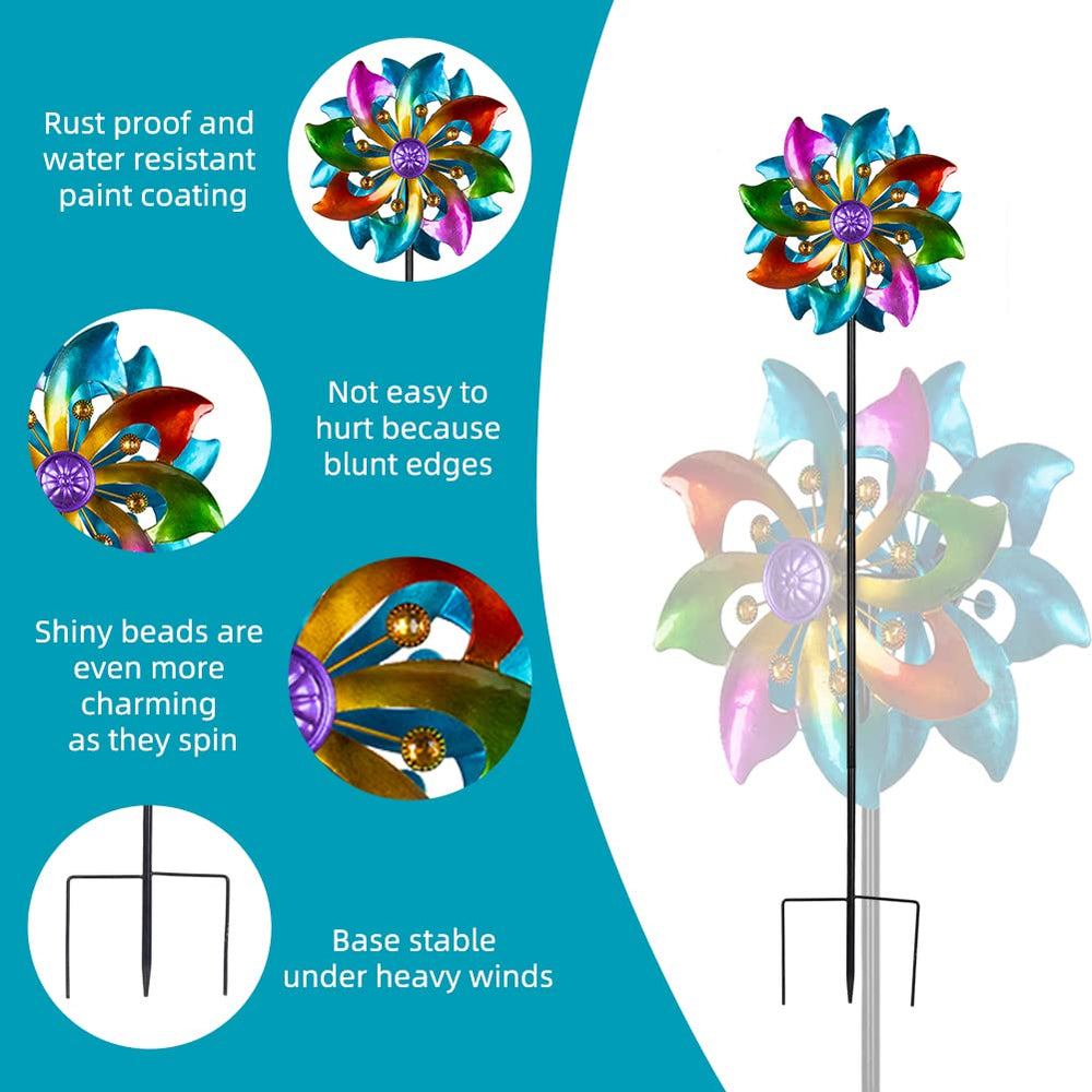 close-up of dreamysoul wind spinner's metal stake
