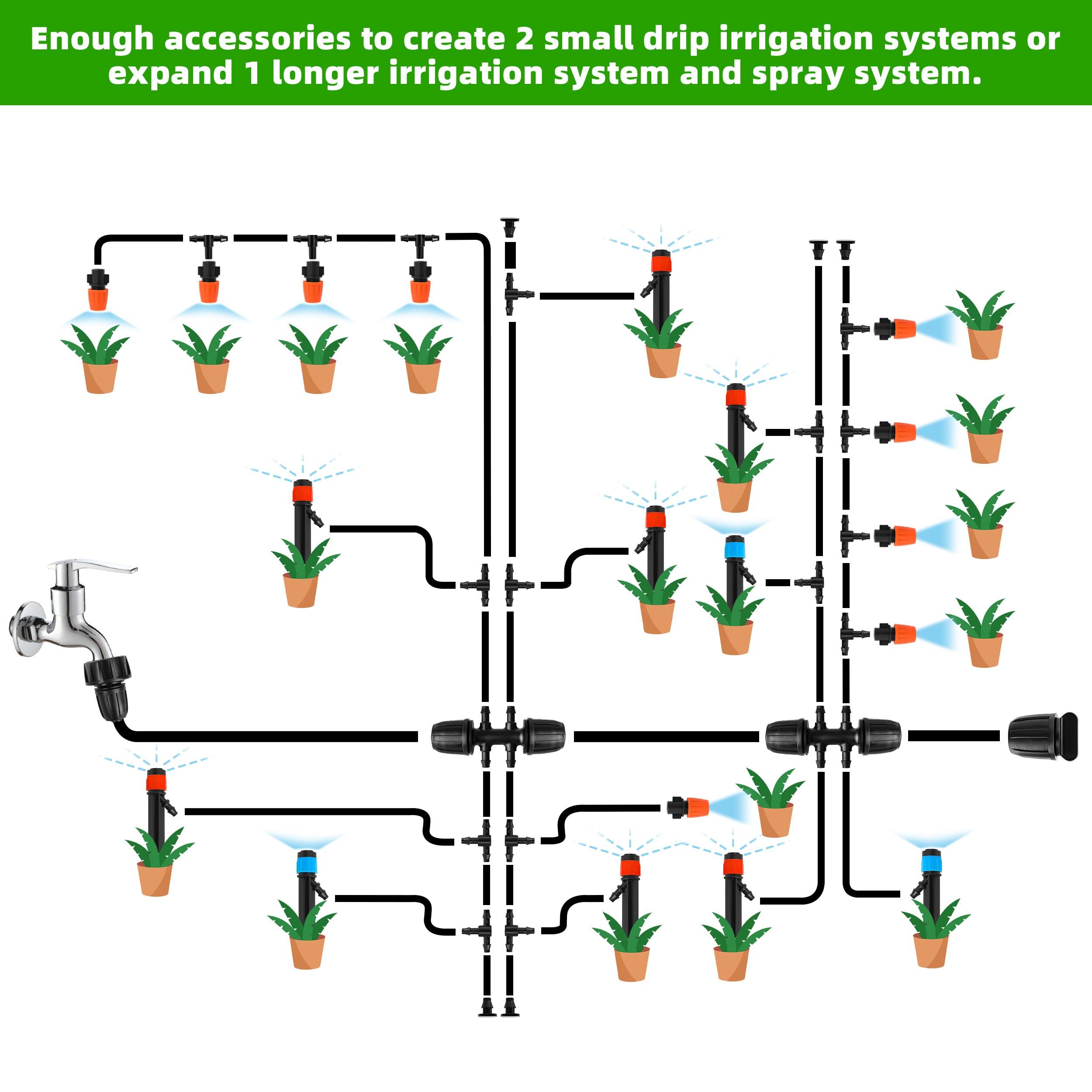 Close-up of drip irrigation tubing and connectors