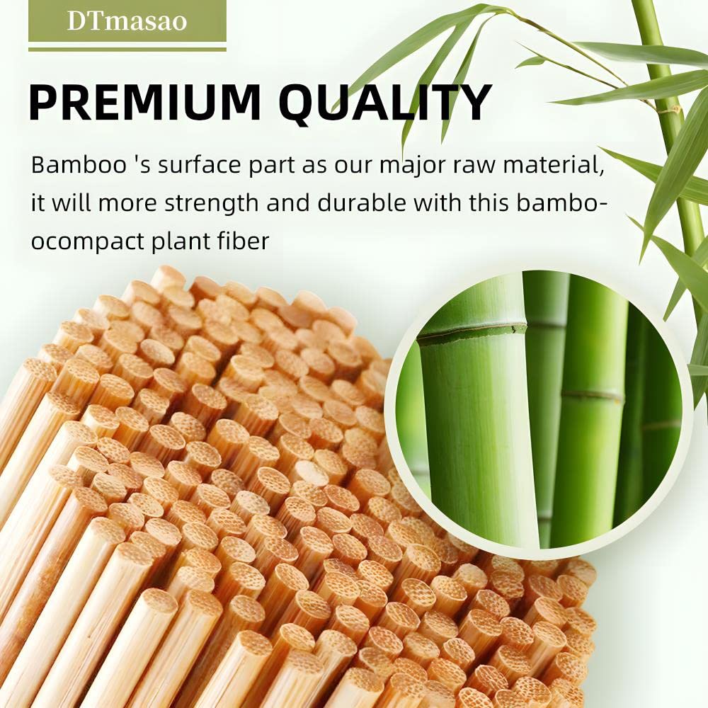 Close-up of DTmasao bamboo skewers showing length and diameter