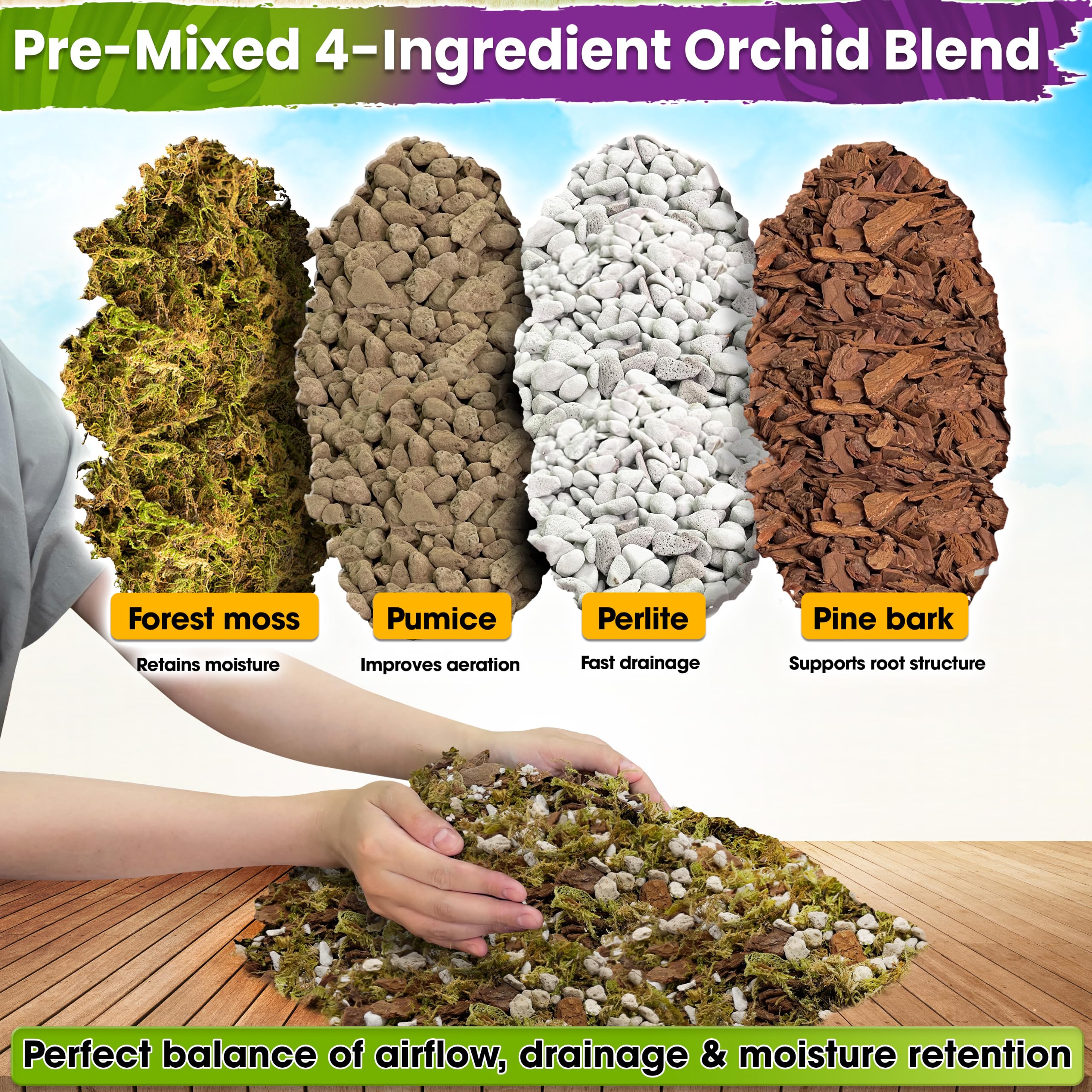 Close-up of DUSPRO Orchid Potting Mix texture