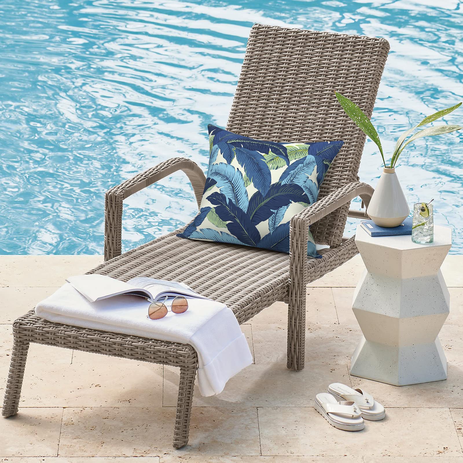 Close-up of DYTXIII outdoor pillow cover with double-sided design
