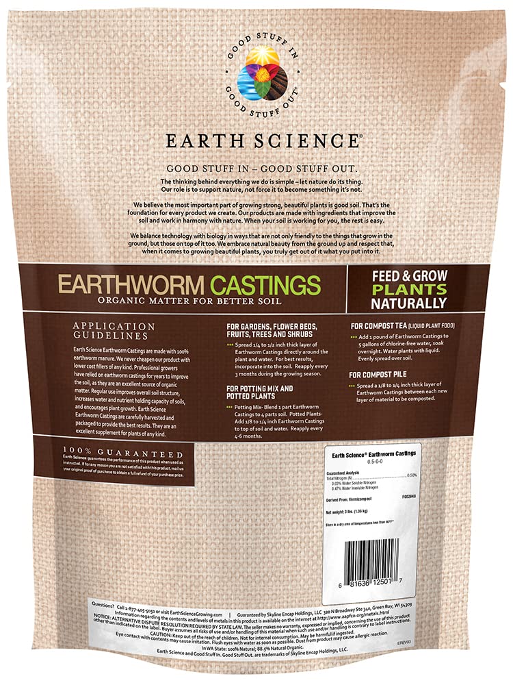 Close-up of Earth Science Earthworm Castings granules
