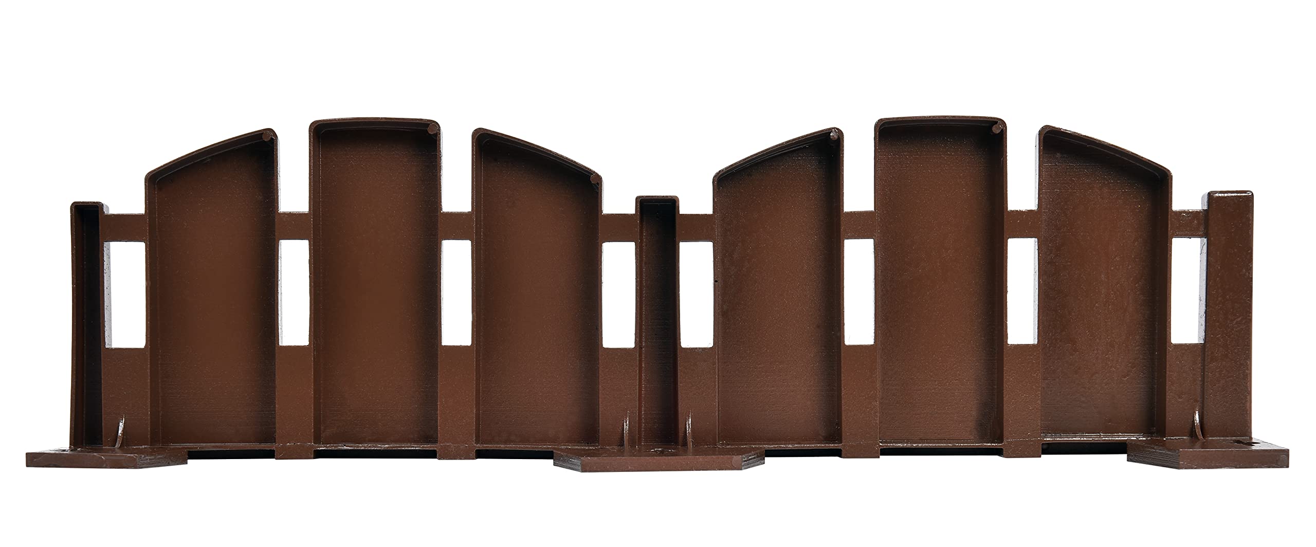 Close-up of EasyFlex 4.5-inch tall brown Adirondack wood-look edging