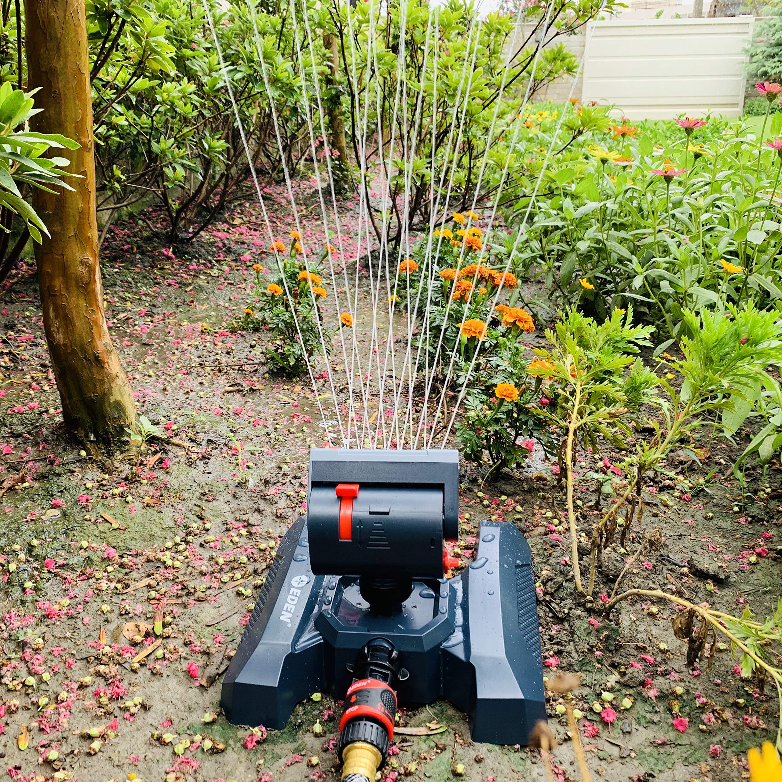 Close-up of Eden Mini Turbo Oscillating Sprinkler nozzles