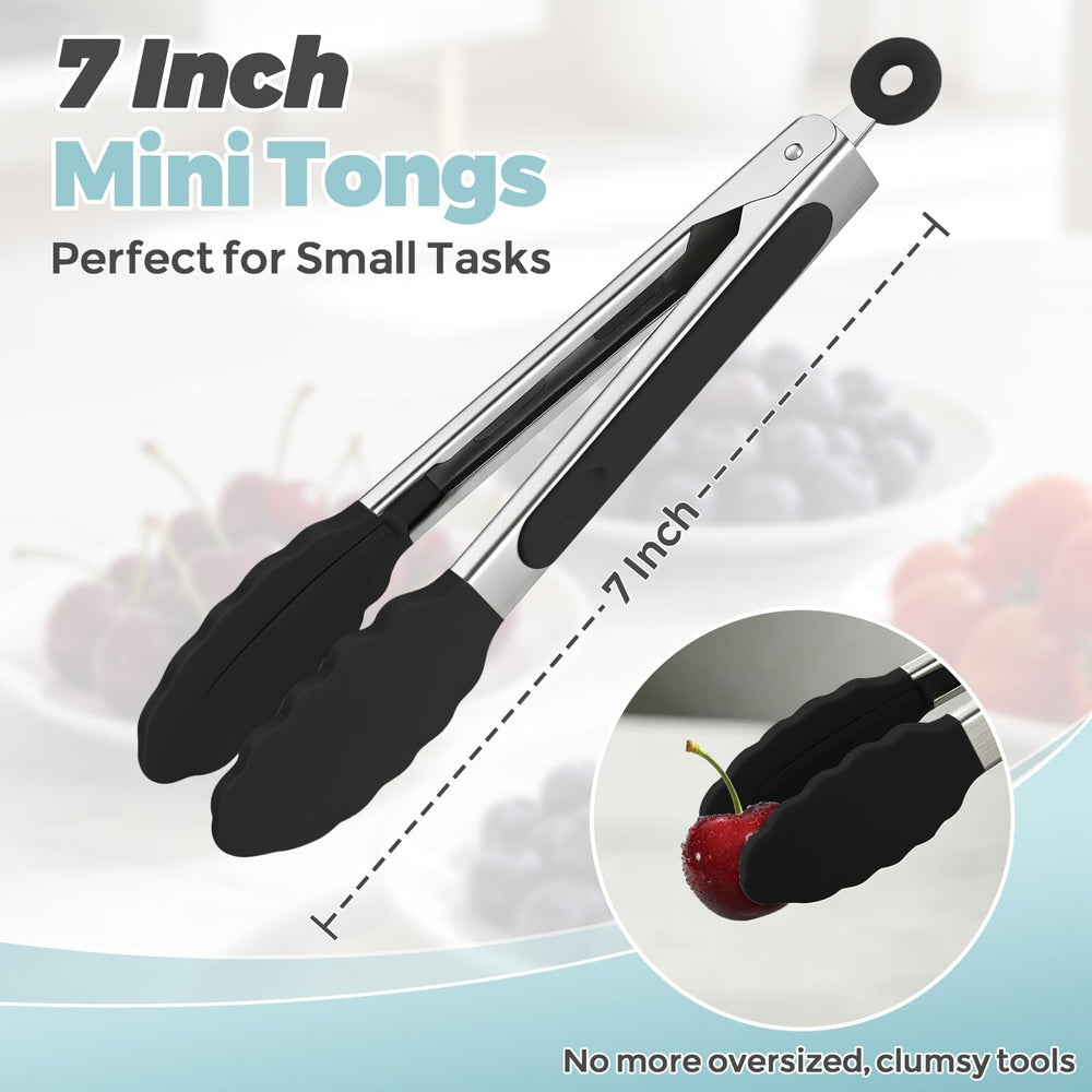 Close-up of EEKEDO mini silicone tongs with soft tips