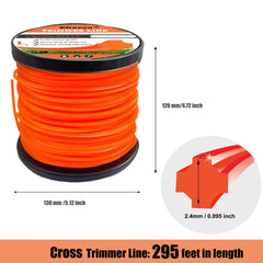 Close-up of efrozen Weed Eater String showing cross-shape design