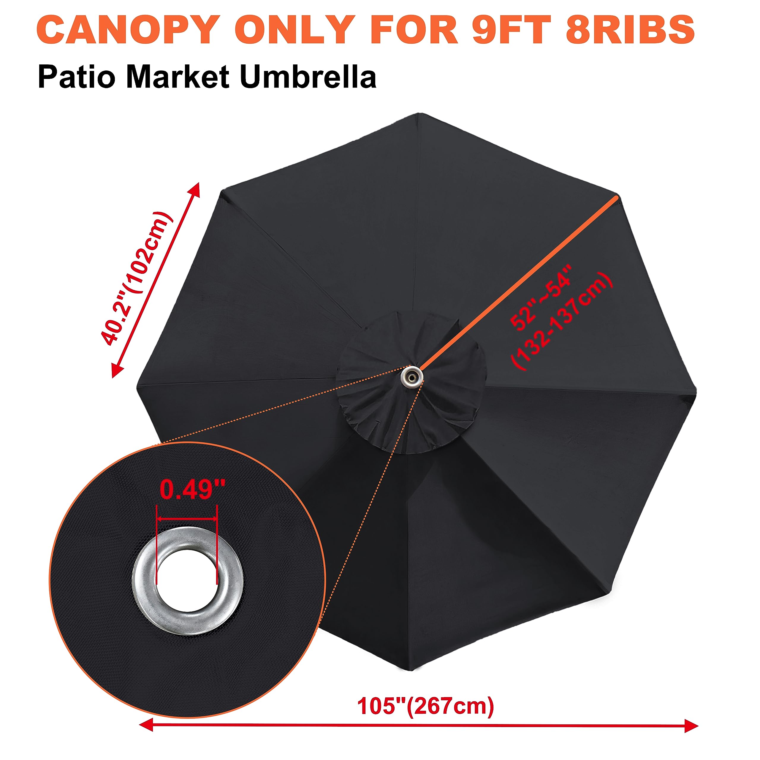 Close-up of EliteShade 9FT umbrella canopy fabric texture