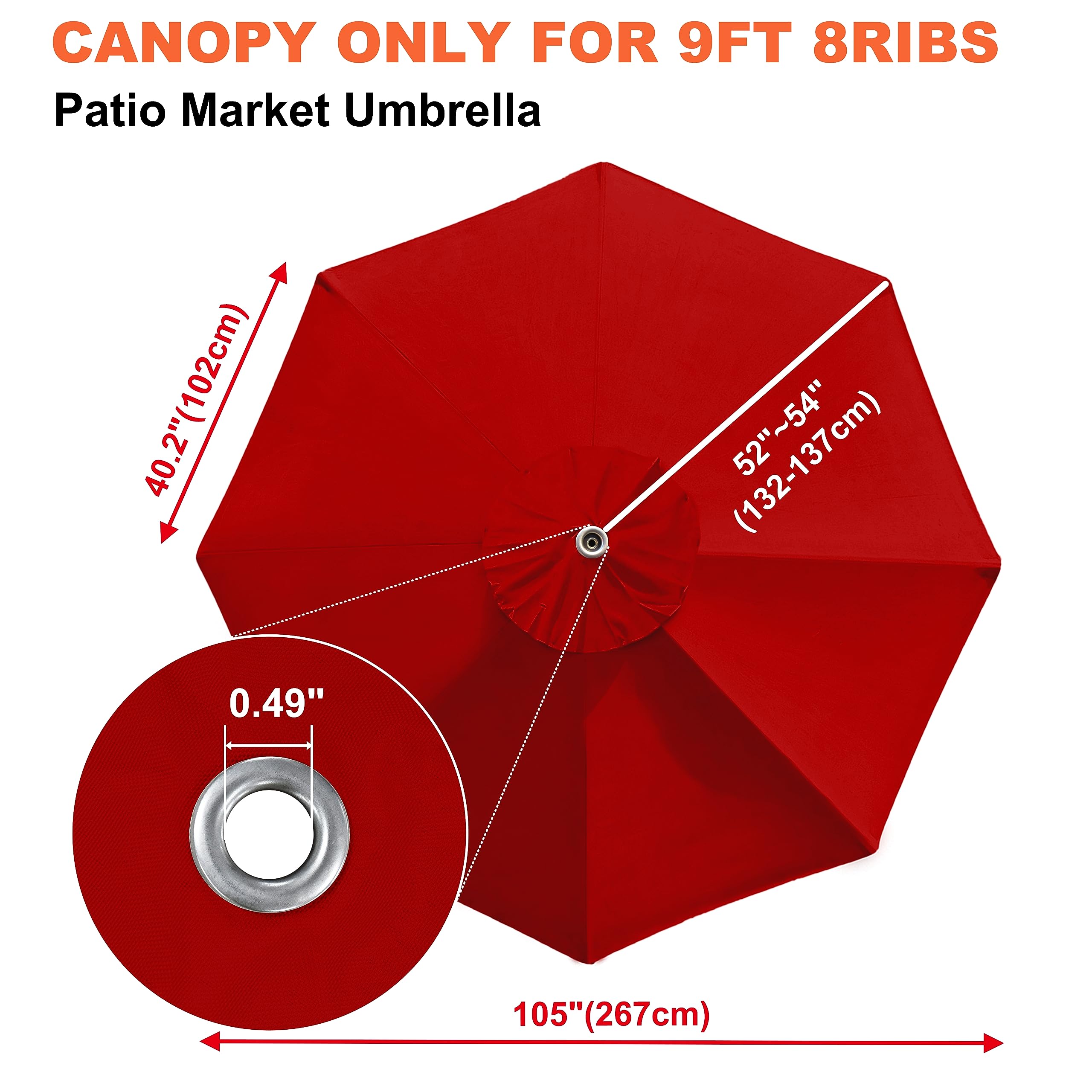 Close-up of EliteShade 9FT umbrella canopy fabric texture