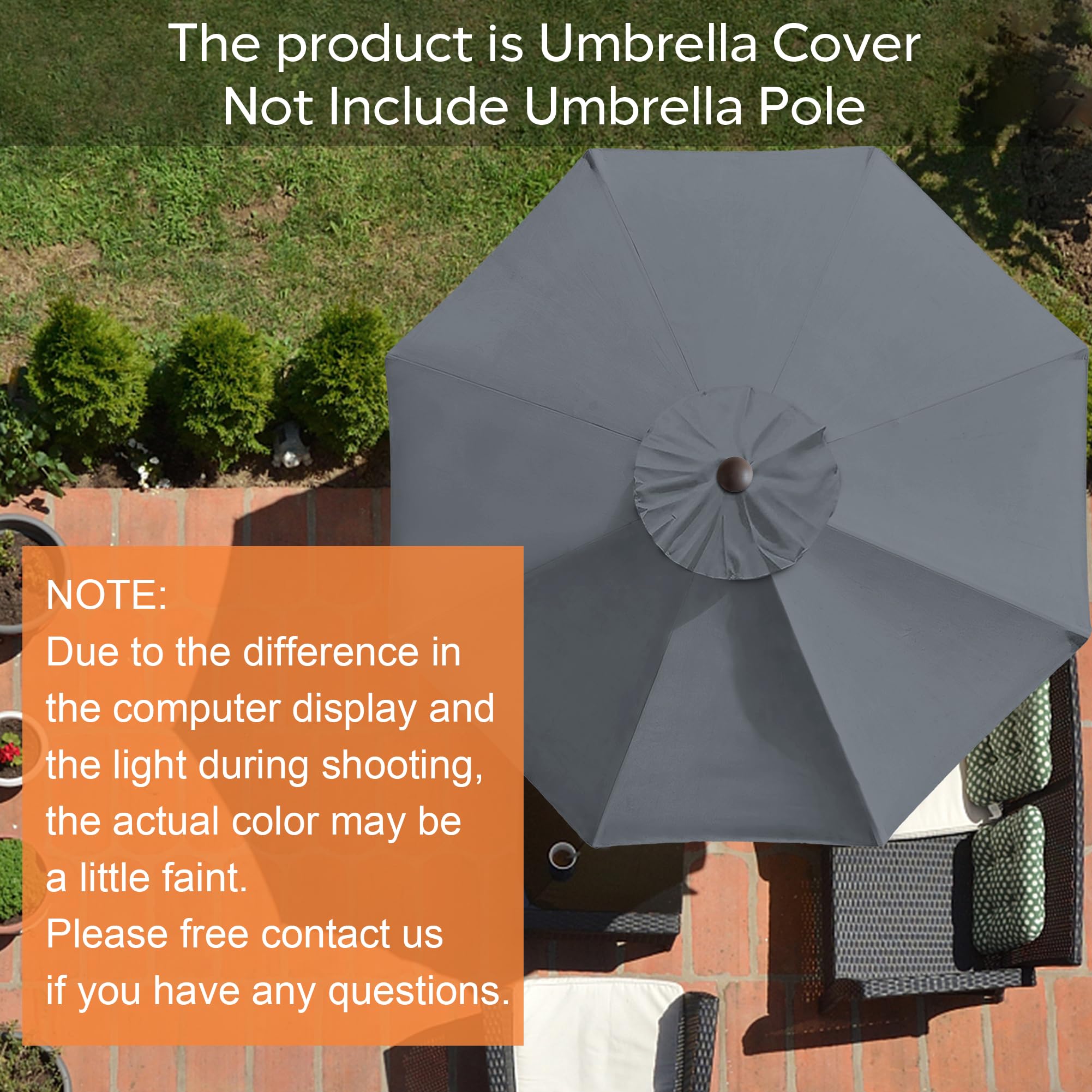 Close-up of EliteShade 9FT umbrella canopy showing 8 ribs