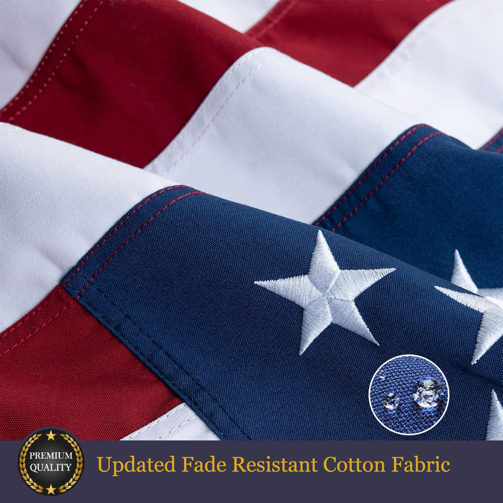 Close-up of embroidered stars on Homissor USA Flag