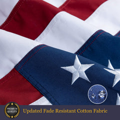 Close-up of embroidered stars on Homissor USA Flag