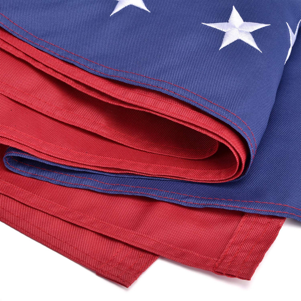Close-up of embroidered stars on OLYNIK American Flag