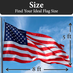 Close-up of embroidered stars on Rushmore Rose USA American Flag
