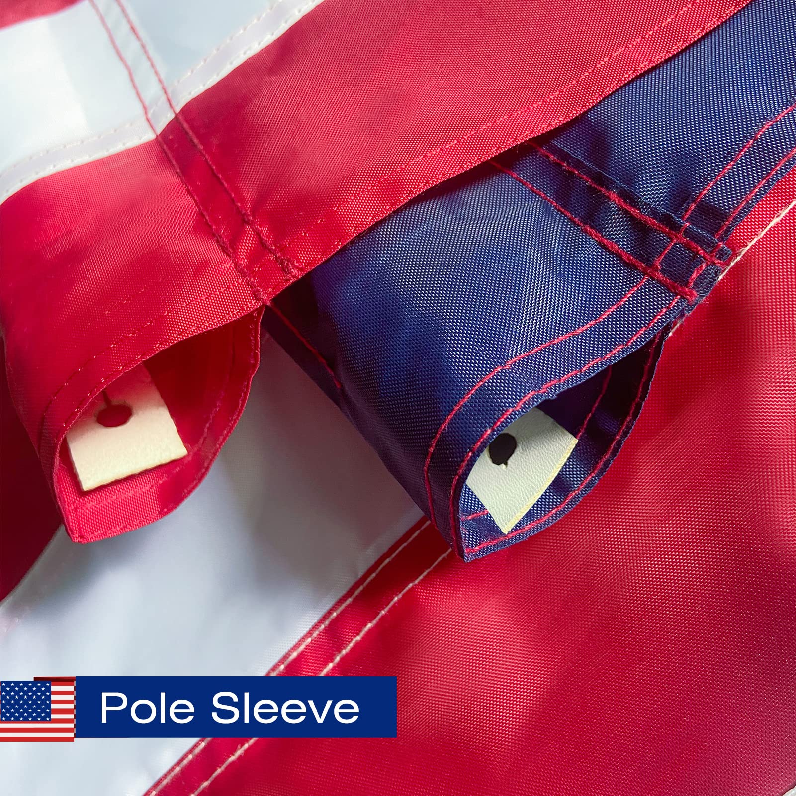 Close-up of embroidered stars on SolarStar American Flag