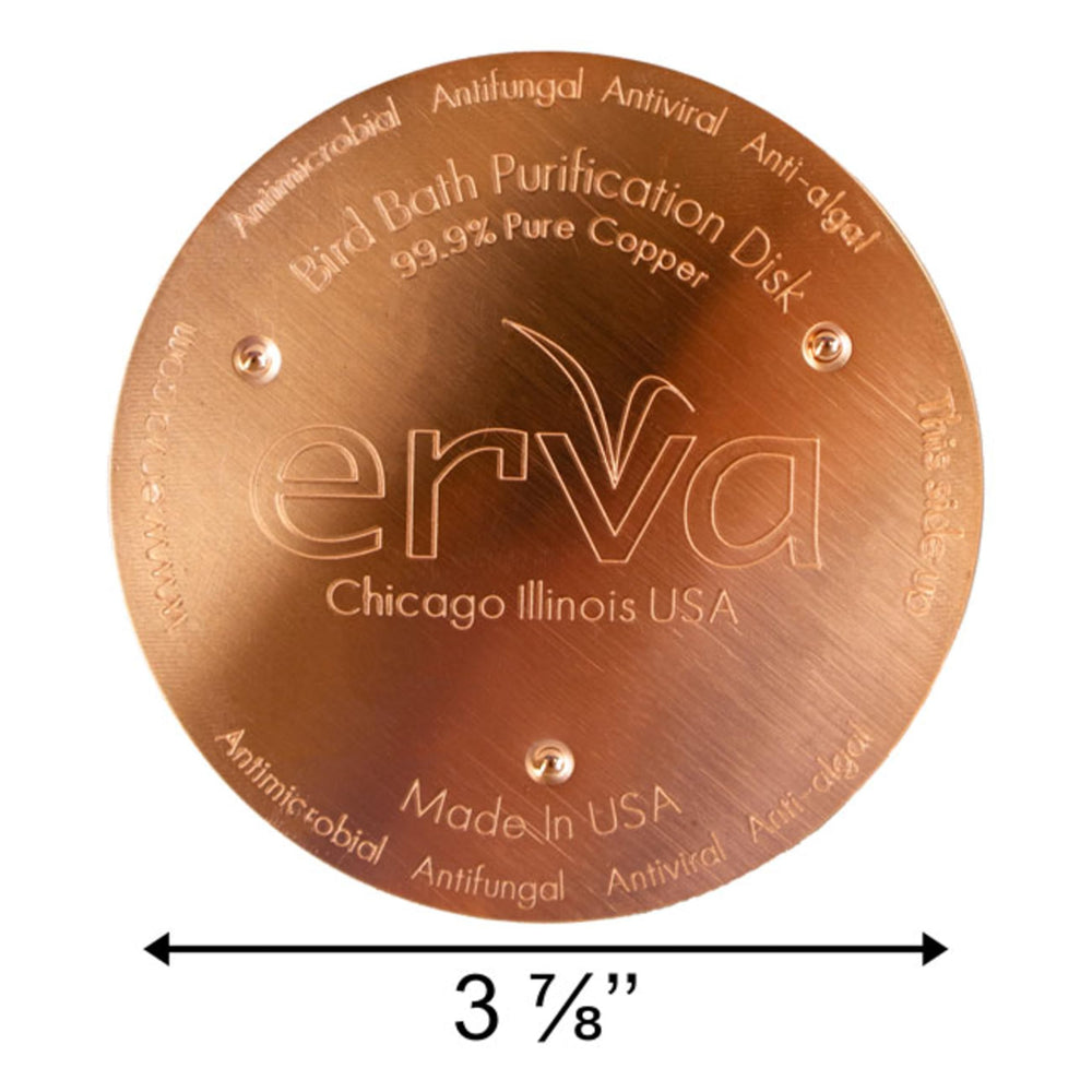 Close-up of Erva Copper Bird Bath Purification Disk showing its surface