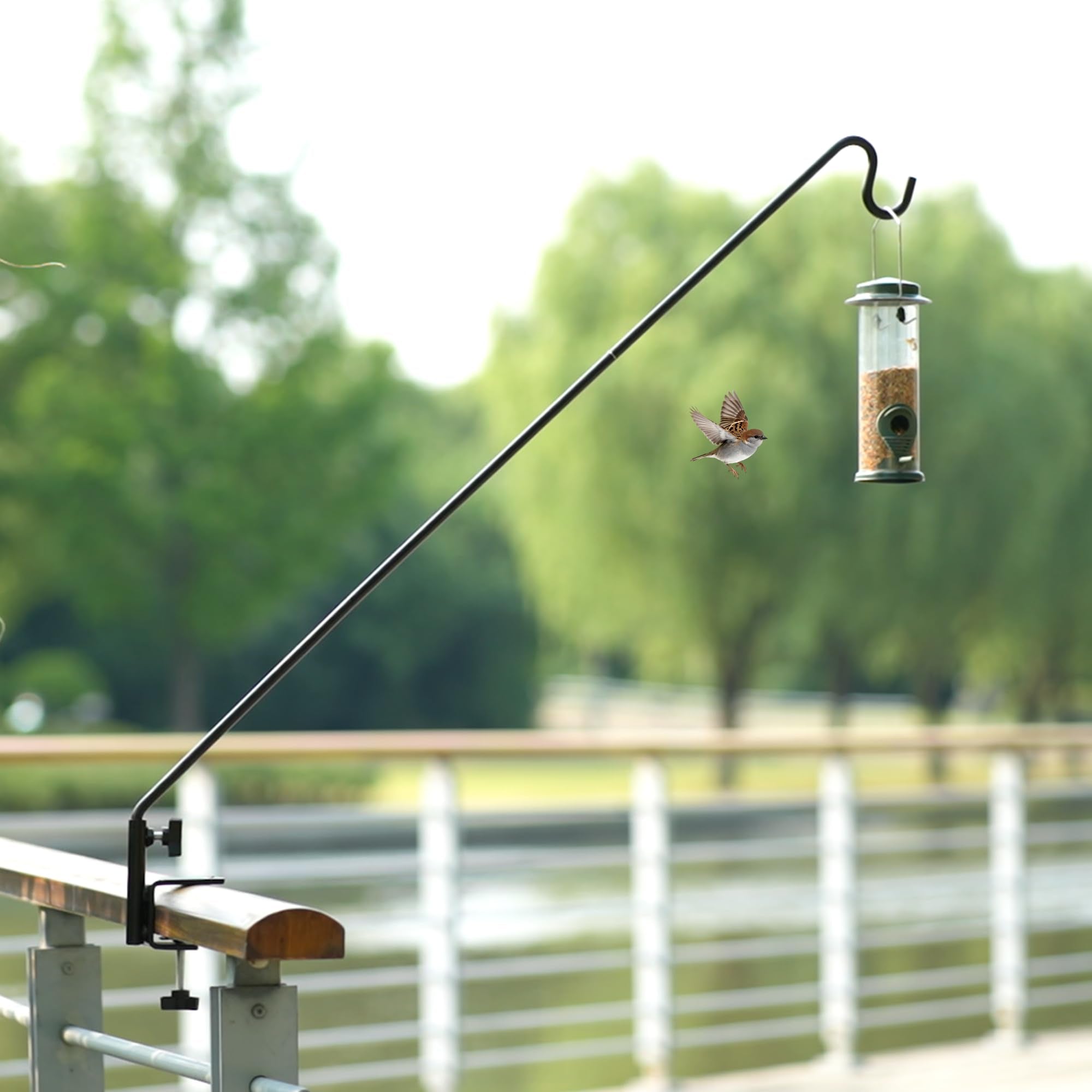 Close-up of ERYTLLY Deck Hook clamp fitting on railing