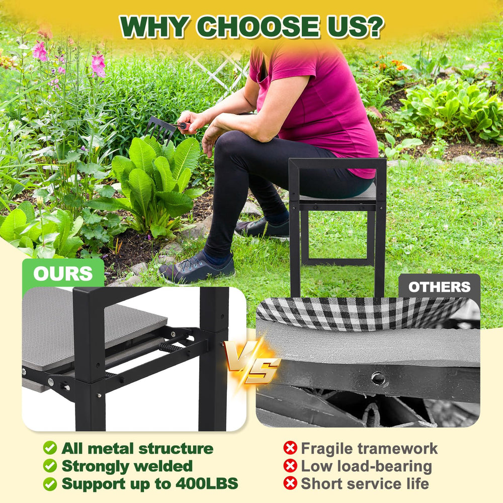 Close-up of EUIJOIP Garden Kneeling Stool cushion thickness