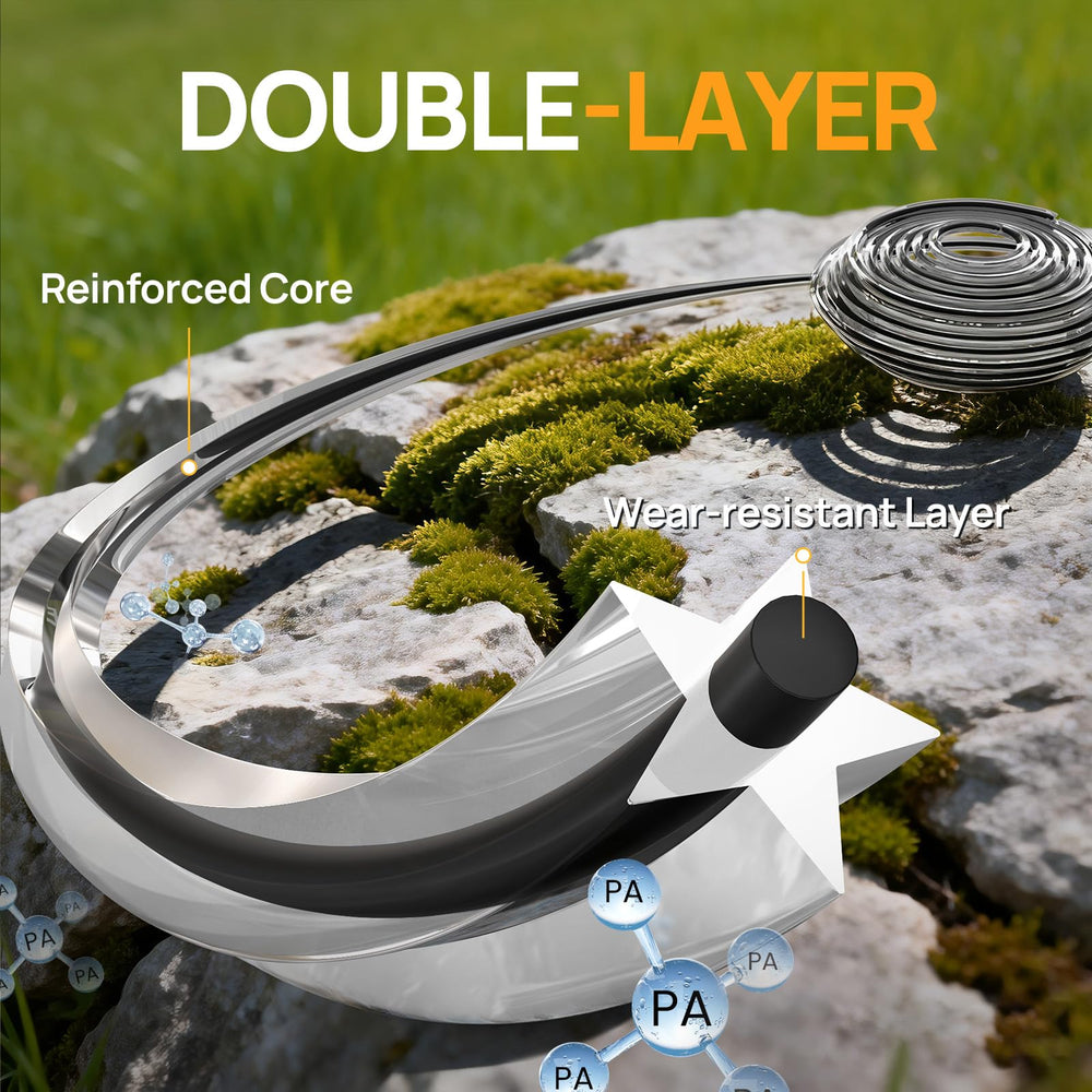 Close-up of Eventronic 0.095" trimmer line showing pentagonal design