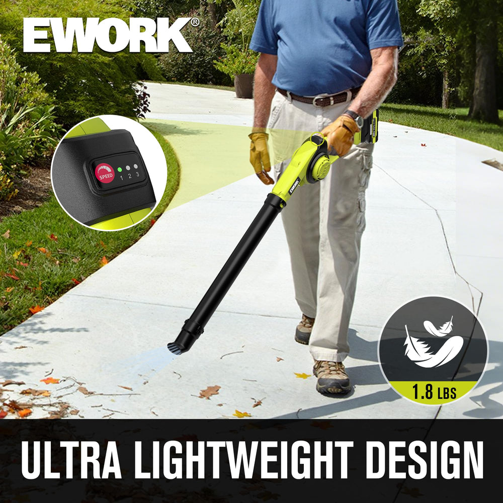 Close-up of EWORK cordless leaf blower nozzle attachment