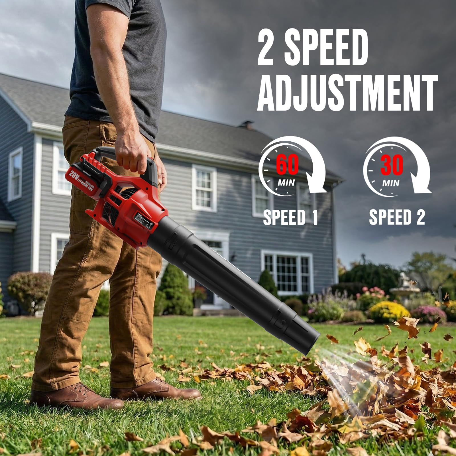 Close-up of EWORK leaf blower controls