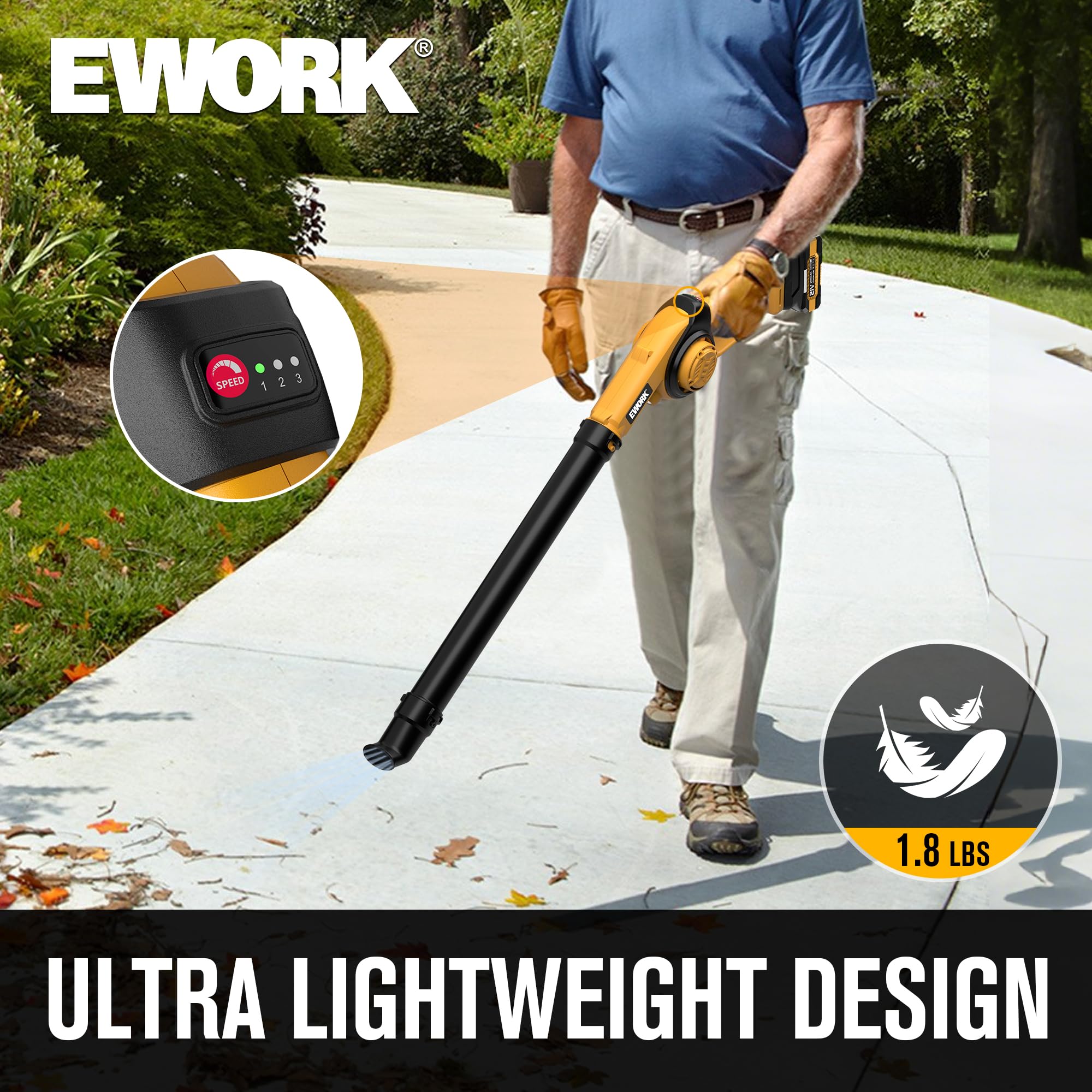 Close-up of EWORK Leaf Blower nozzle attachments
