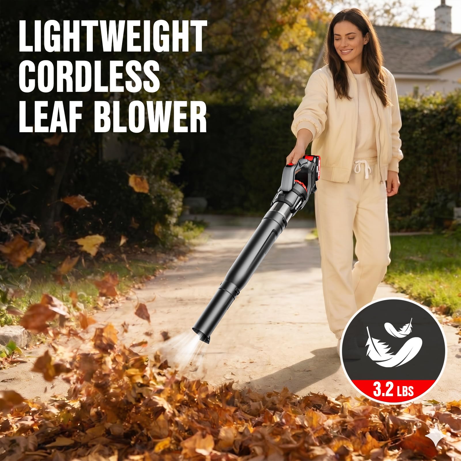 Close-up of EWORK leaf blower's control buttons