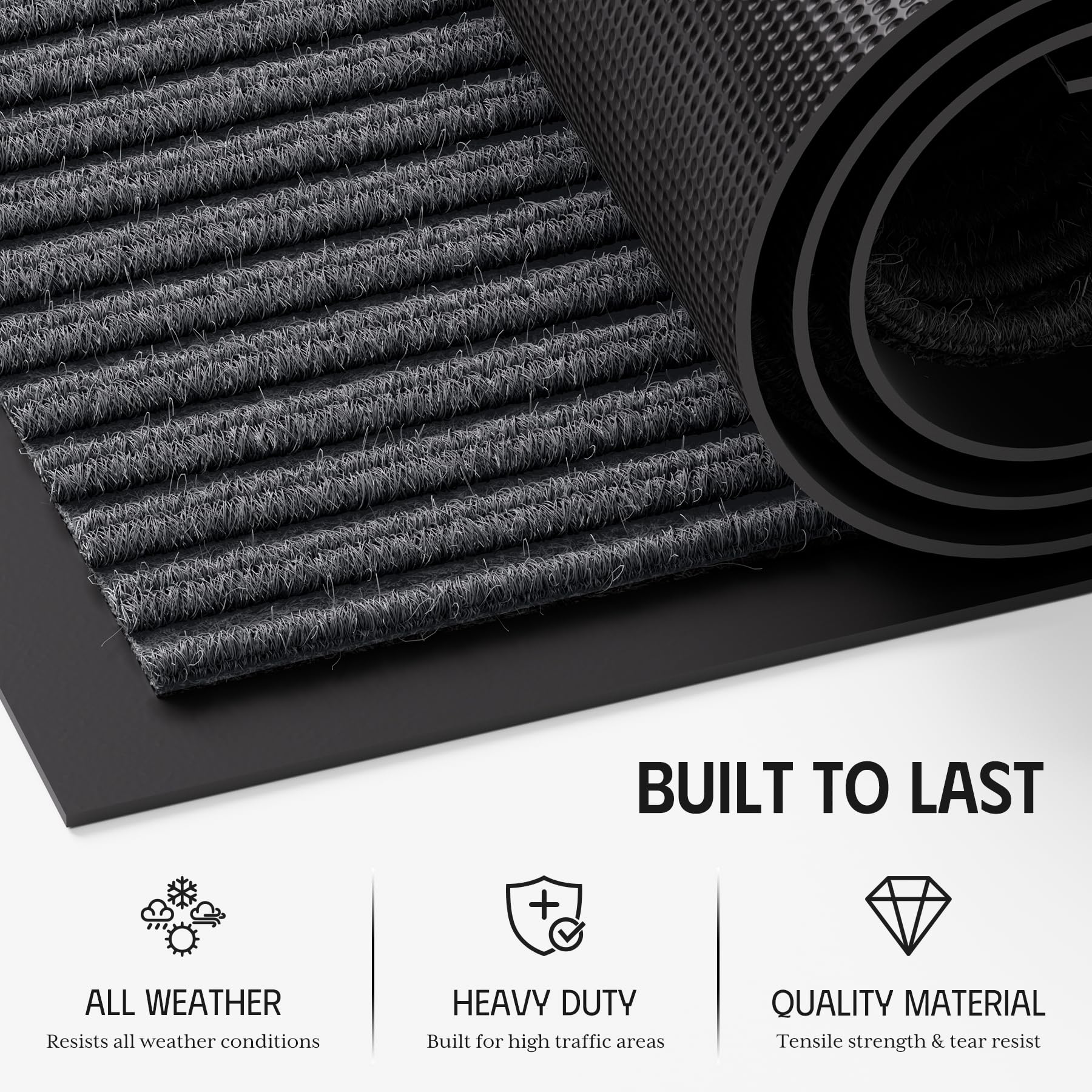 Close-up of EZ2LIVE doormat's absorbent polyester fibers
