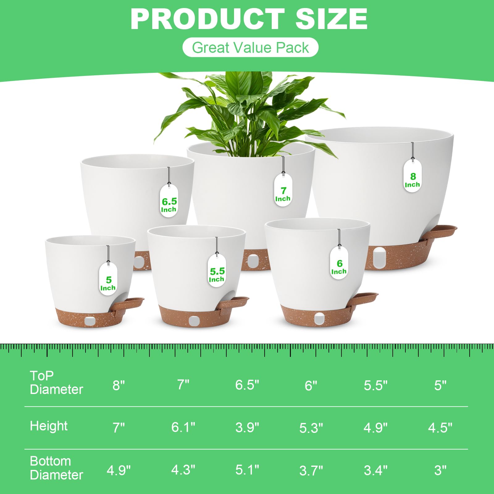 Close-up of Ezmixcoop self watering pot with visual water level