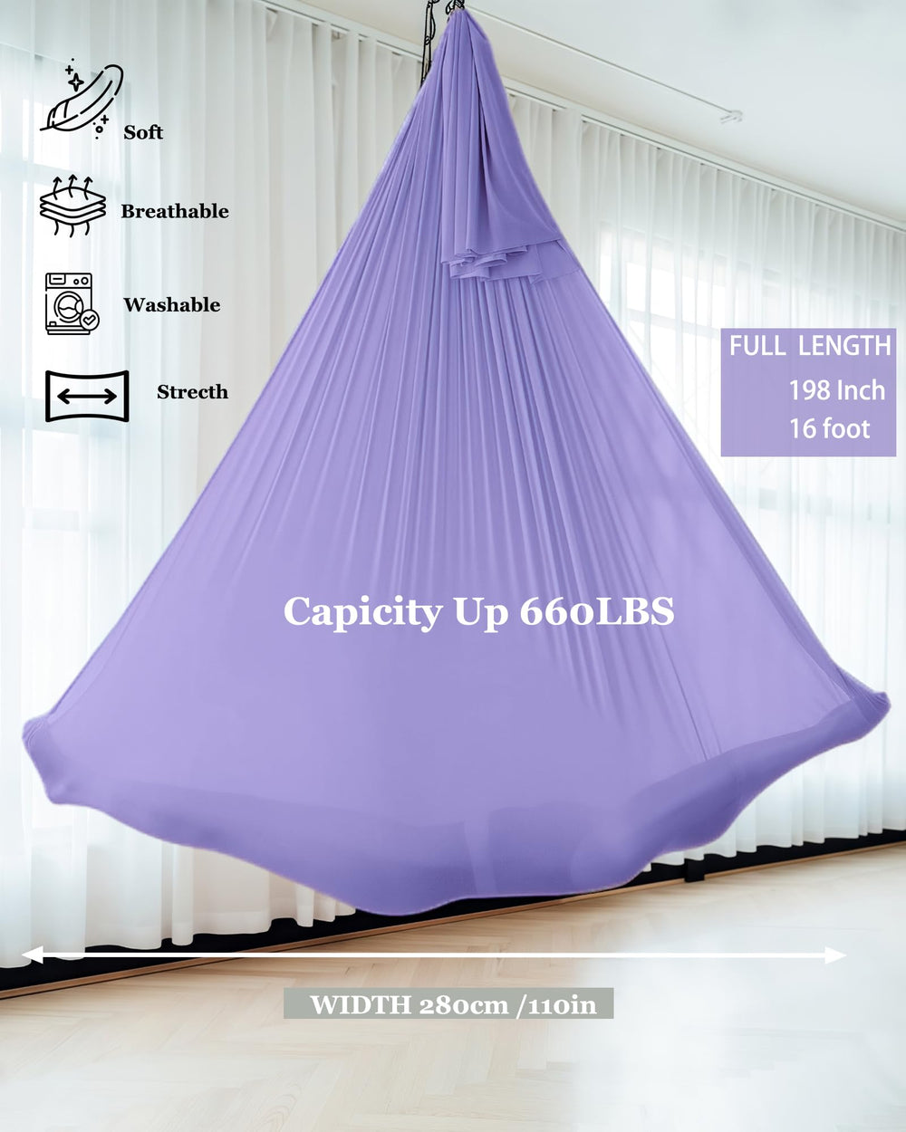 Close-up of F.Life Aerial Yoga Hammock's fabric and stitching