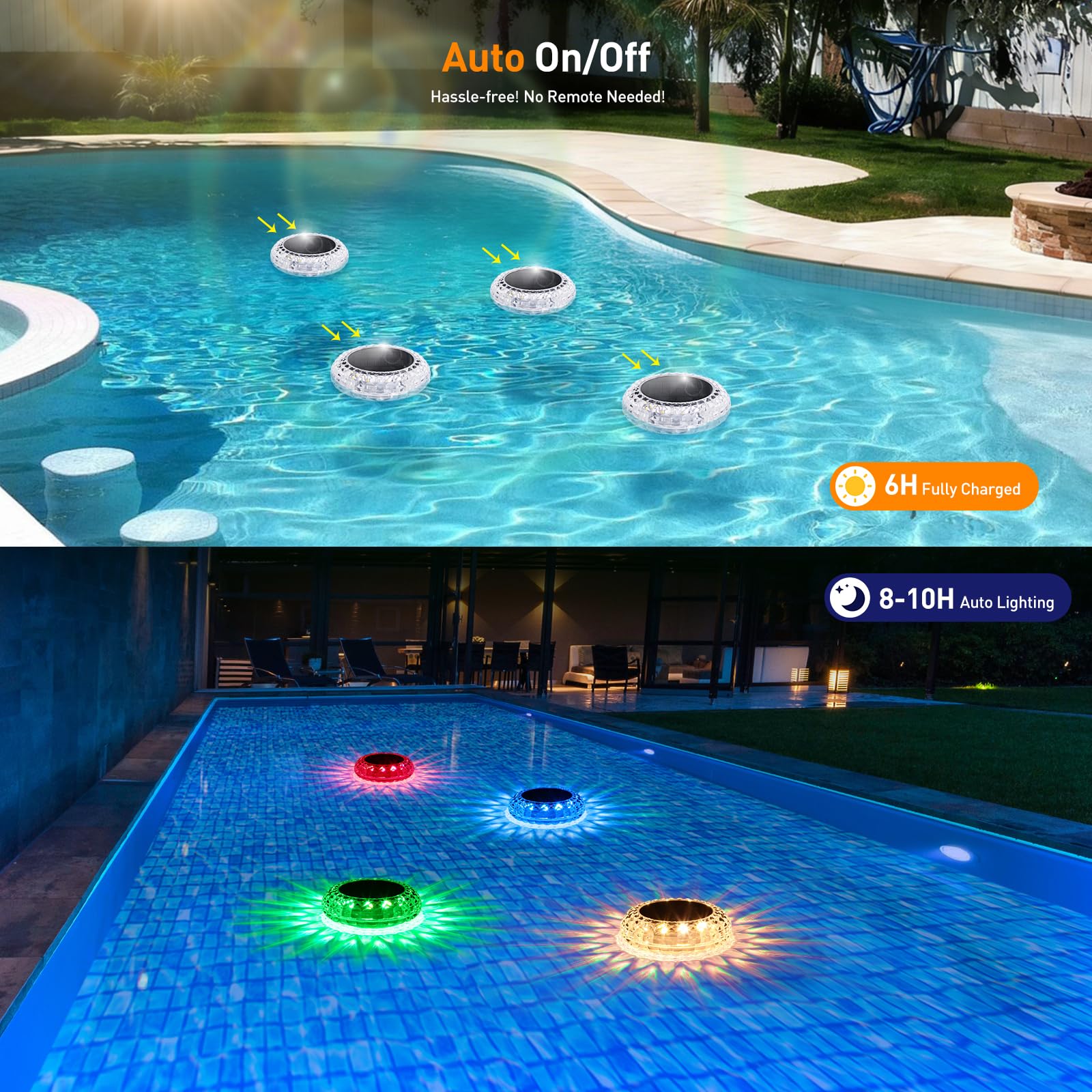 Close-up of FAINSLIGO Floating Pool Light solar panel