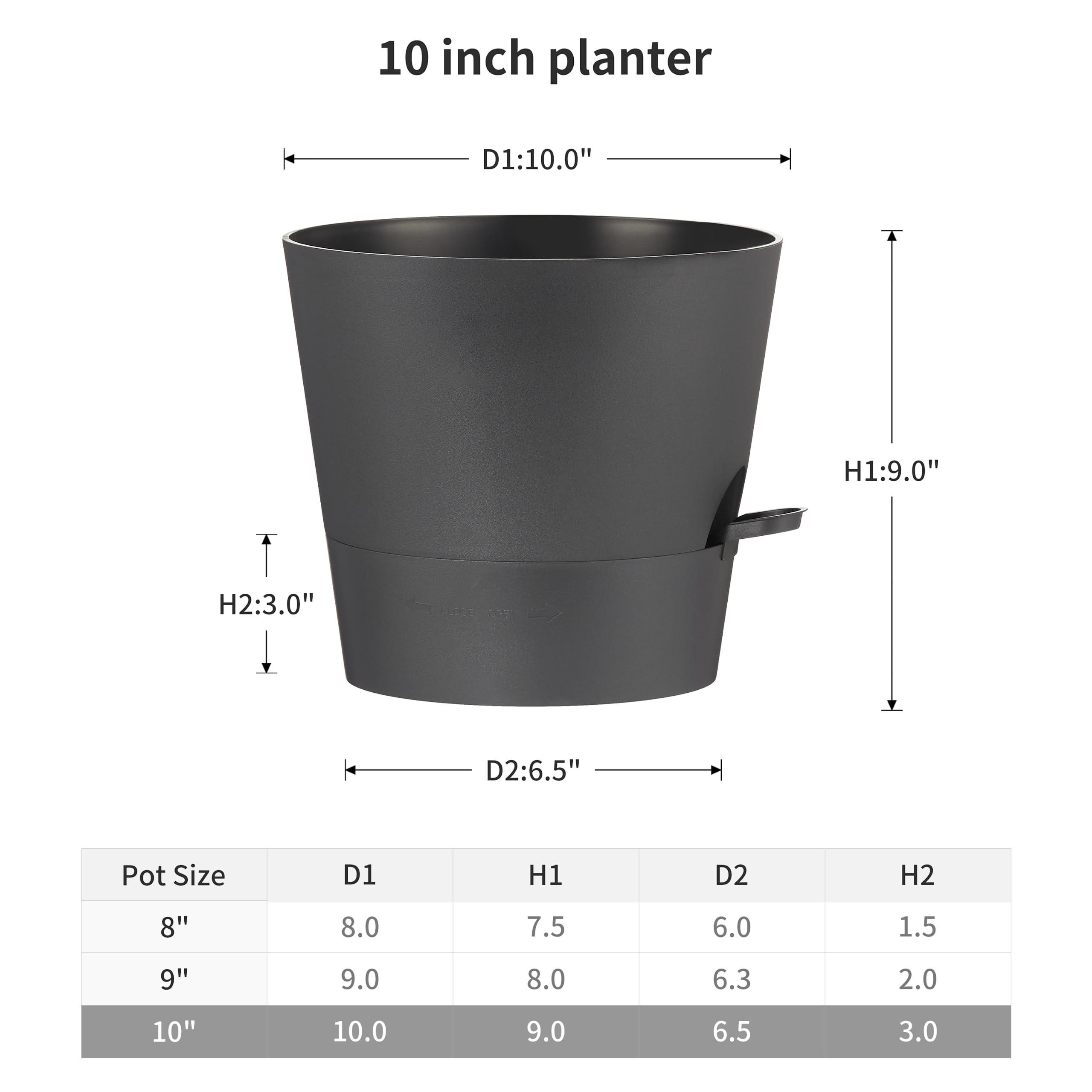 Close-up of FaithLand self watering planter pot with watering lip