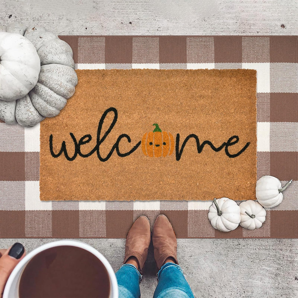Close-up of Fallovea Coco Coir Welcome Mat with durable backing