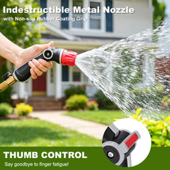 Close-up of FANHAO Garden Hose Nozzle showing thumb control and grip