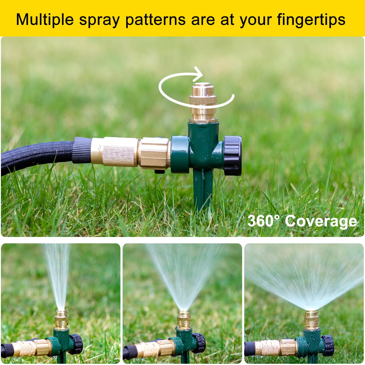Close-up of FANHAO Metal Lawn Sprinkler solid brass head