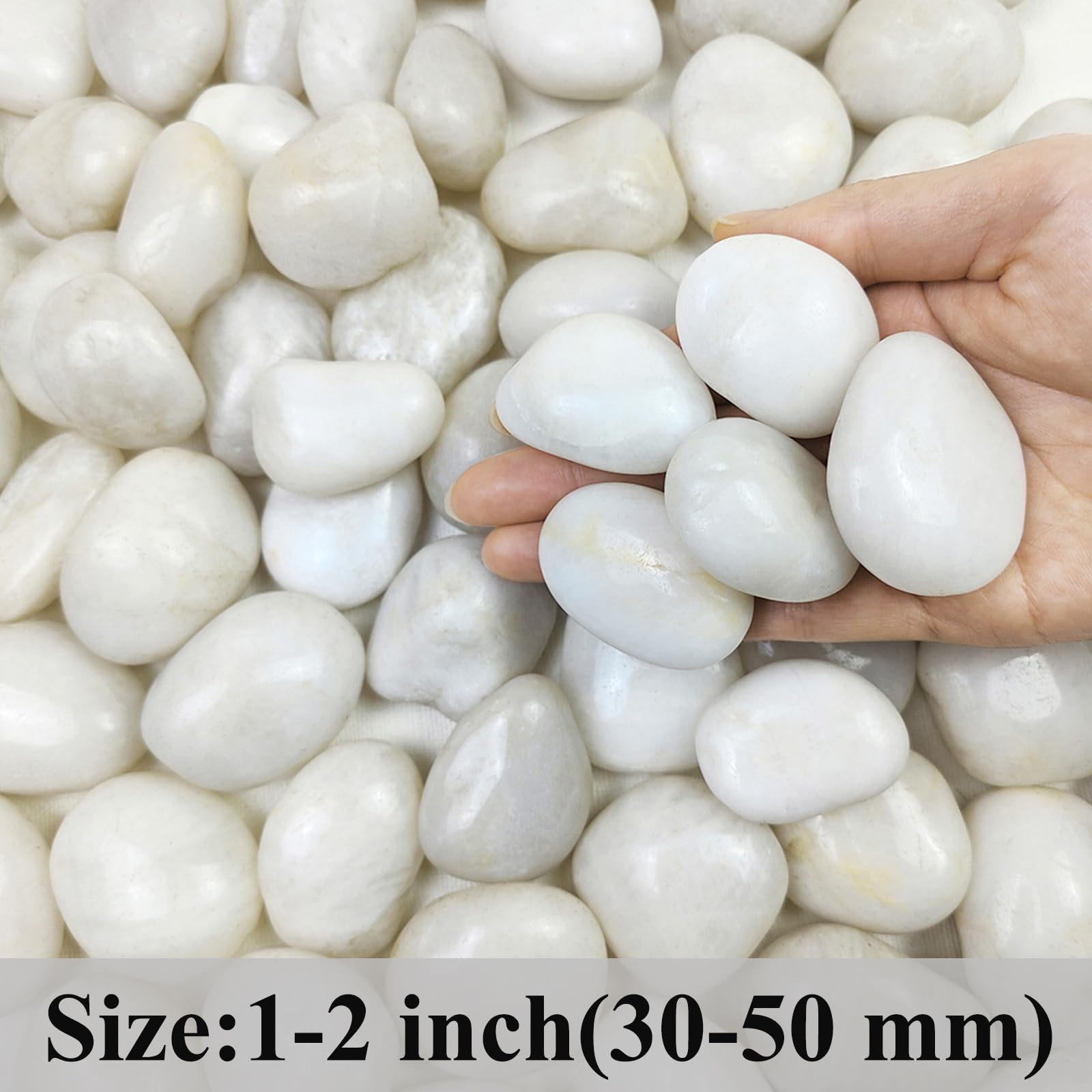 Close-up of FANTIAN white pebbles showing smooth texture