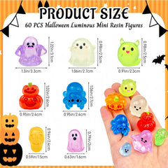 Close-up of Feivando Halloween mini figures in ghost and pumpkin shapes
