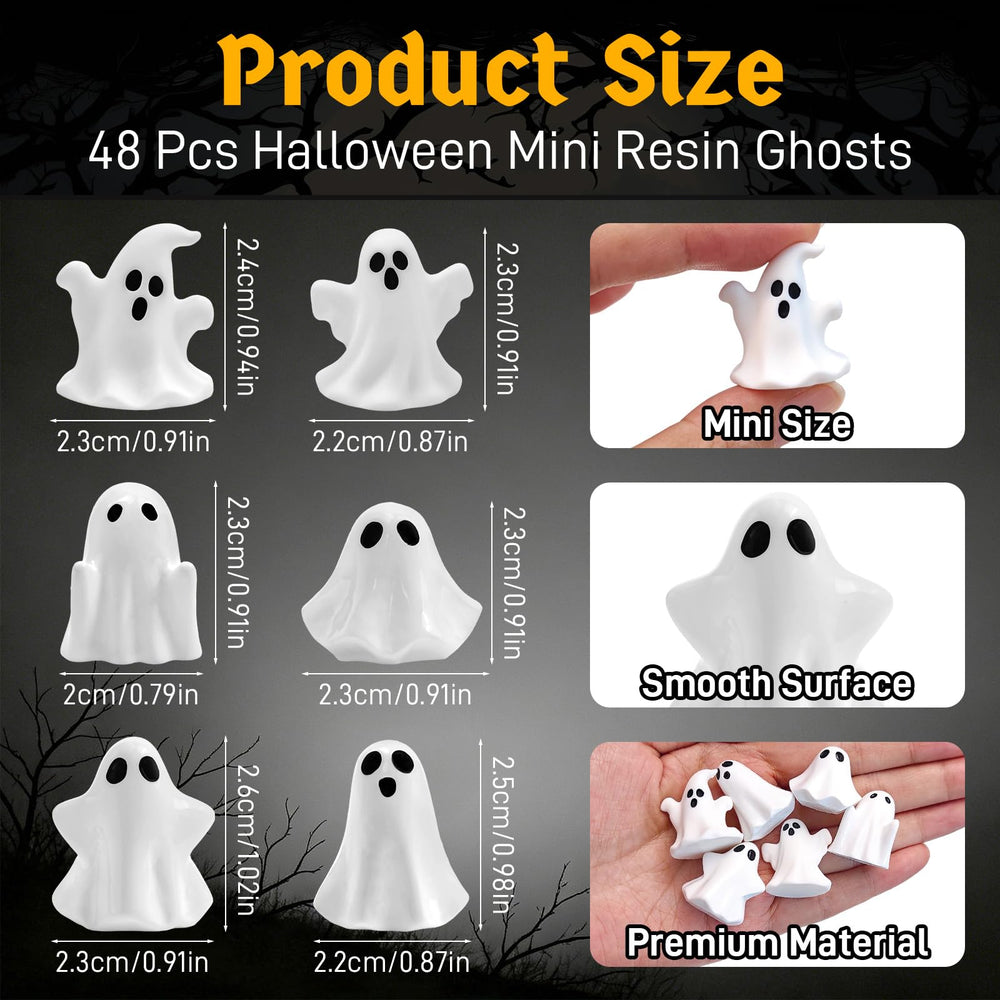 Close-up of Feivando mini ghost figurines displaying vivid expressions