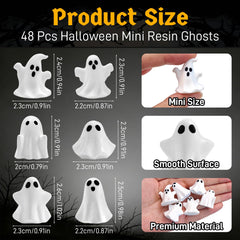 Close-up of Feivando mini ghost figurines displaying vivid expressions