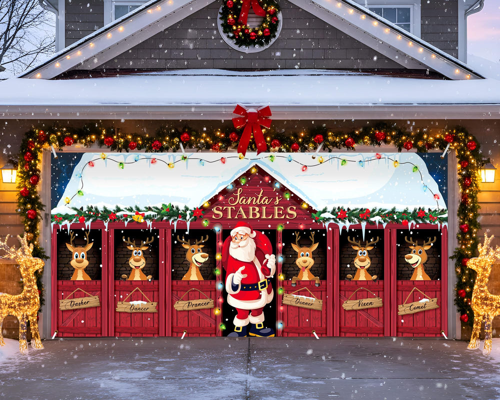 Close-up of festive design on HunnmingRe garage door cover