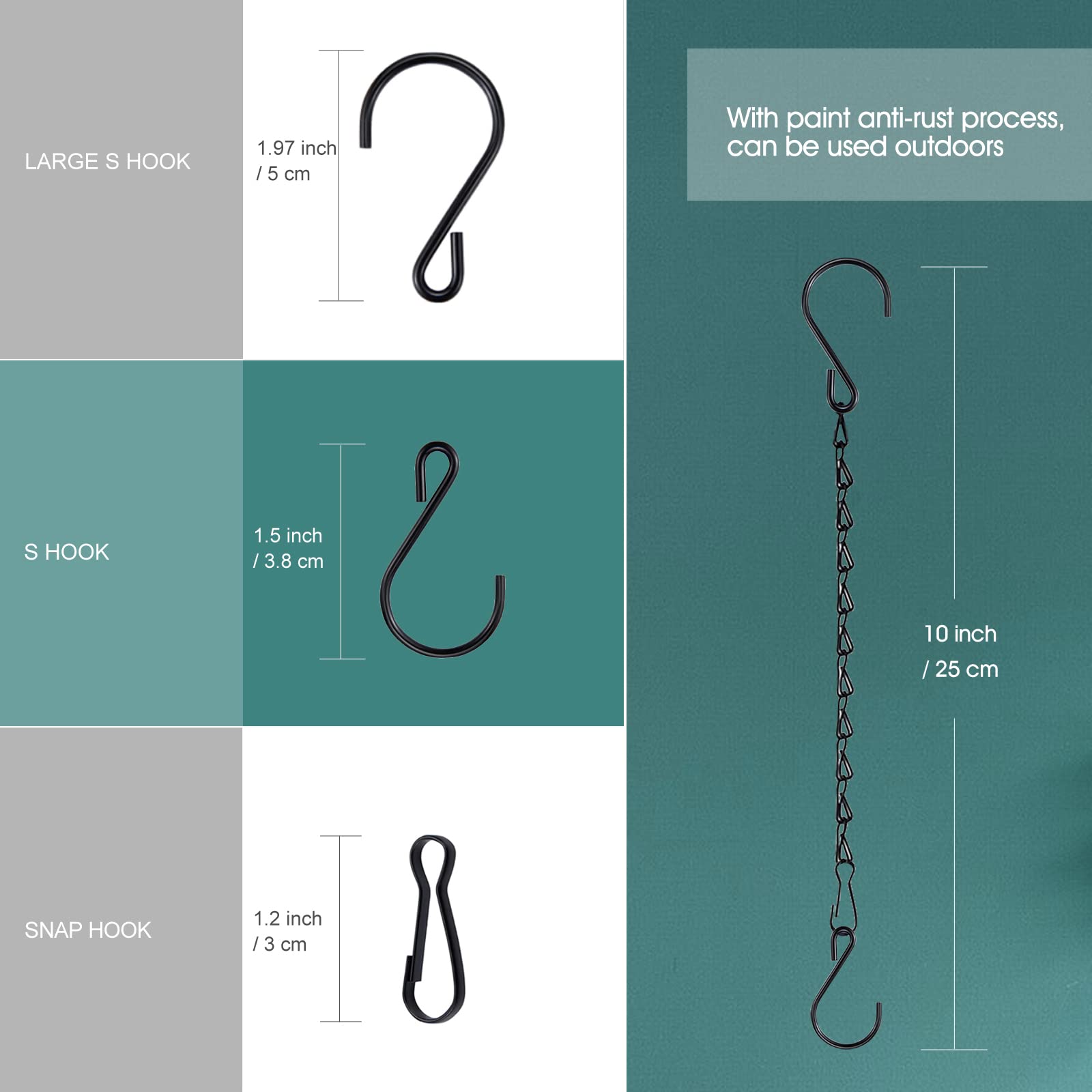 Close-up of Fetanten hanging chain's metal clips