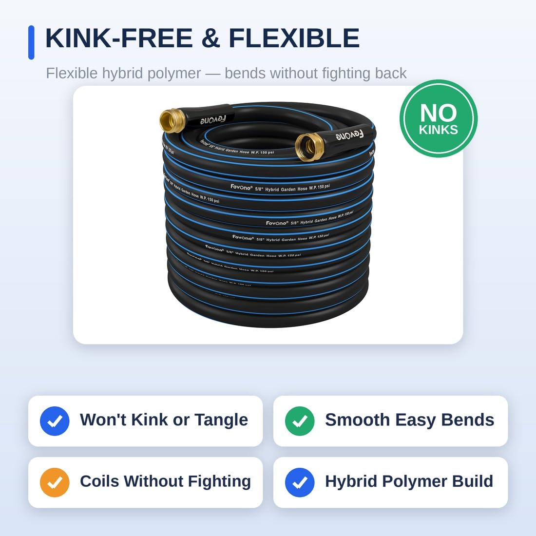 Close-up of FEVONE garden hose hybrid polymer material