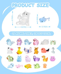 Close-up of FEXIA Mini Resin Animal figurines in bright colors