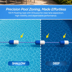 Close-up of FibroPool nylon pool safety rope floats